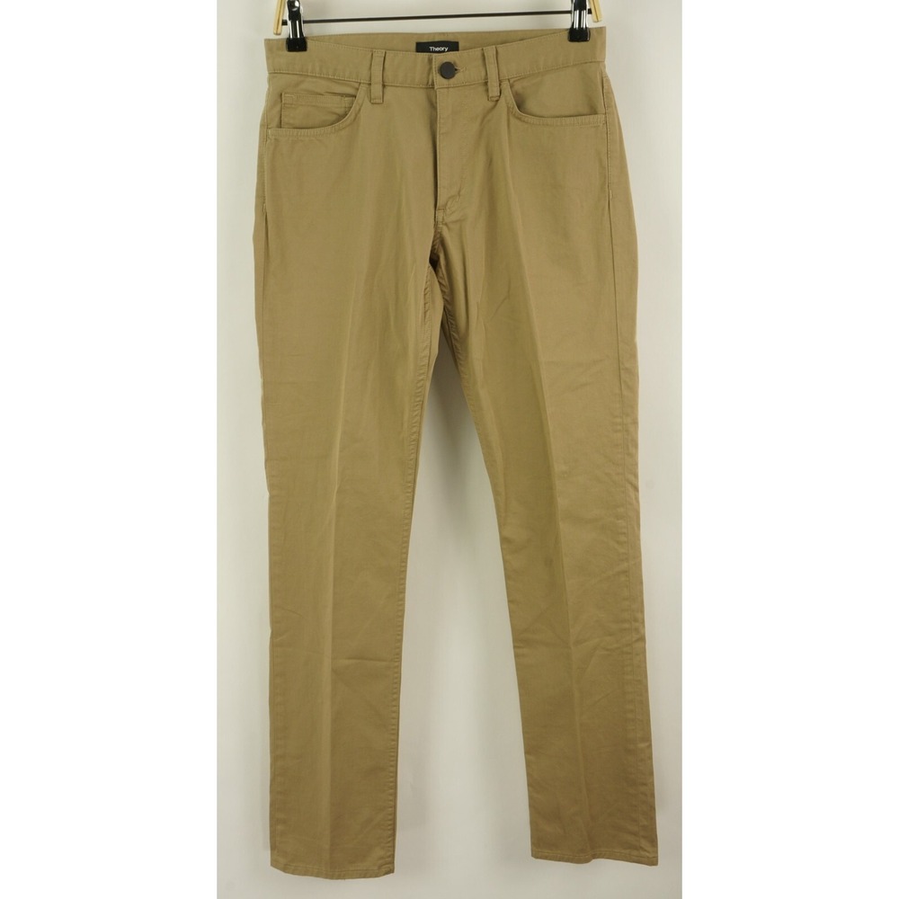 Theory Haydin Straight Slim 5 Pocket Pants Mens 29 x 33 Tan‎ Light Twill Stretch